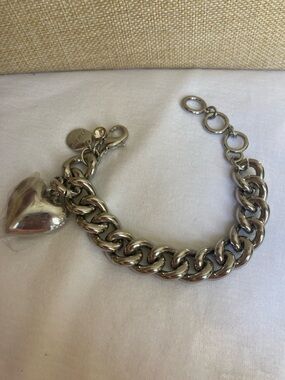 Chico’s Chunky Chain Puffy Heart Charm Bracelet